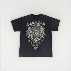 MOST Dark Souls Graphic T Shirt Mens Large Black Gothic Eagle Crest 21x28 Emo
